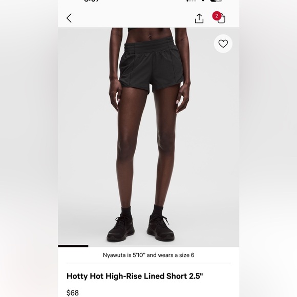 Hotty Hot High-Rise Lined Short 2.5 inch size 6 - Picture 1 of 5